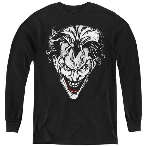The Batman Joker Red on Black Youth Long Sleeve T-Shirt