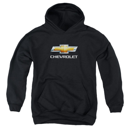 Chevy Bowtie Stacked Black Youth Hoodie