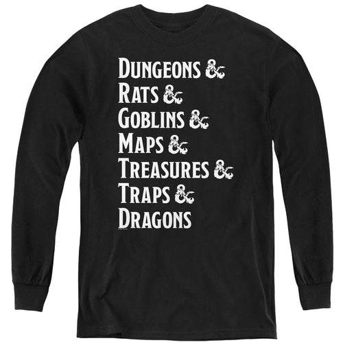 Dungeons & Dragons Dungeon List Youth Long Sleeve T-Shirt