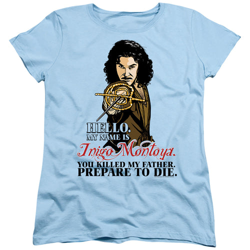 The Princess Bride Hello Light Blue Womens T-Shirt