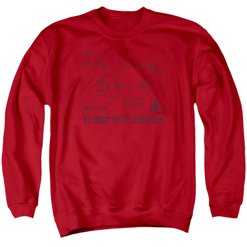 Star Trek Klingon D7 Diagram Crewneck Sweatshirt