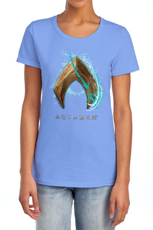 Aquaman Water Shield Womens T-Shirt