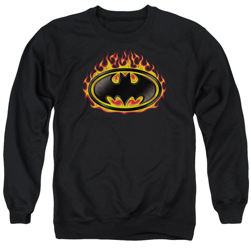 Batman Bat Flames Shield Crewneck Sweatshirt