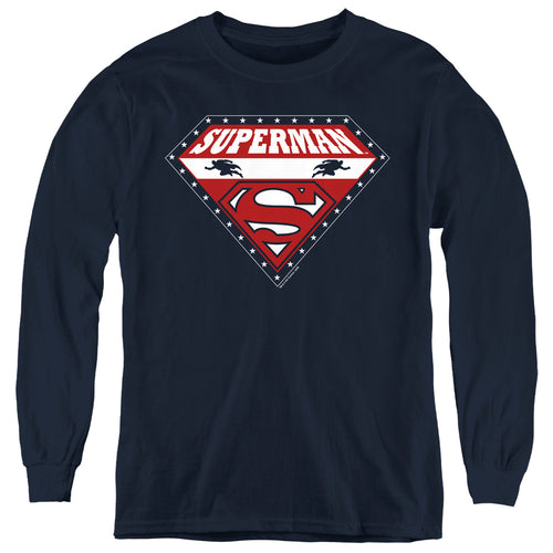 Superman for President Navy Youth Long Sleeve T-Shirt