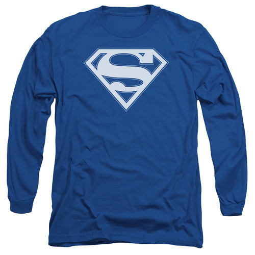 Superman Blue & White Shield Royal Long Sleeve T-Shirt