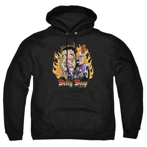 Betty Boop Biker Flames Boop Pullover Hoodie