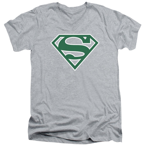 Superman Green & White Shield Athletic Heather V-Neck T-Shirt