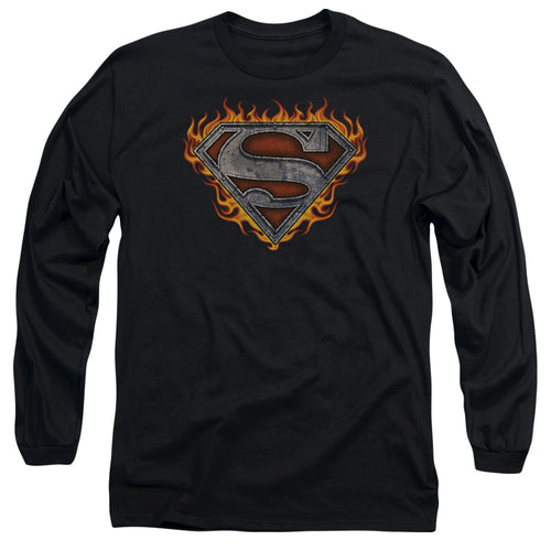 Superman Iron Fire Shield Long Sleeve T-Shirt