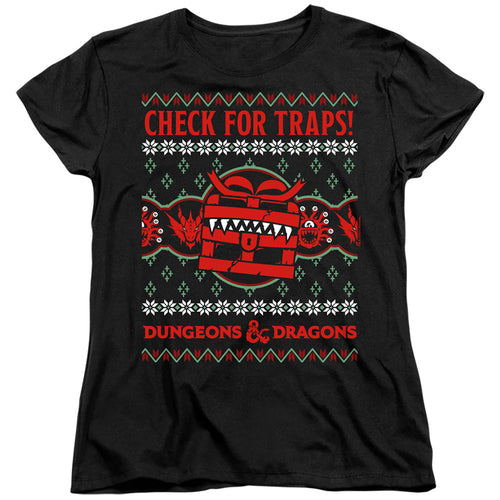 Dungeons & Dragons Check for Traps Ugly Christmas Womens T-Shirt