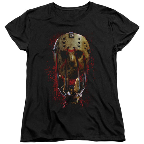 Freddy vs Jason Mask And Claws Womens T-Shirt