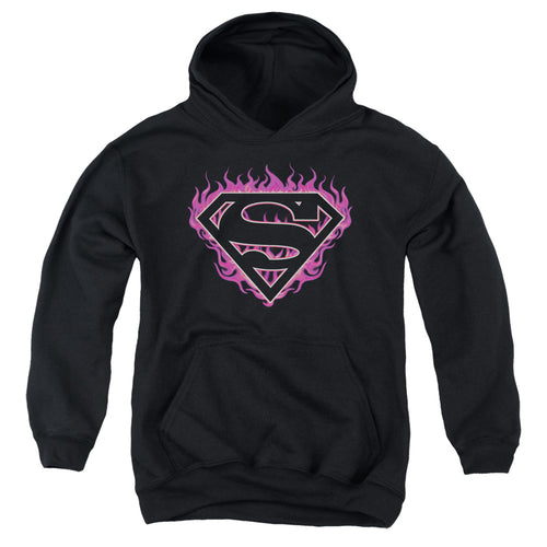 Superman Fuchsia Flames Youth Hoodie