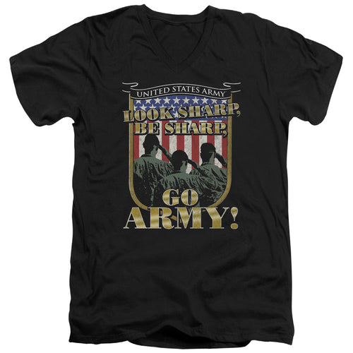US Army Look Sharp Be Sharp Go Army V-Neck T-Shirt