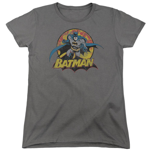 Justice League Batman Rough Distress Womens T-Shirt