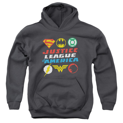 Justice League Pixel Logos Youth Hoodie