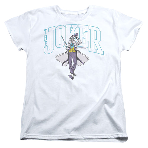 The Batman Joker Varsity on White Womens T-Shirt