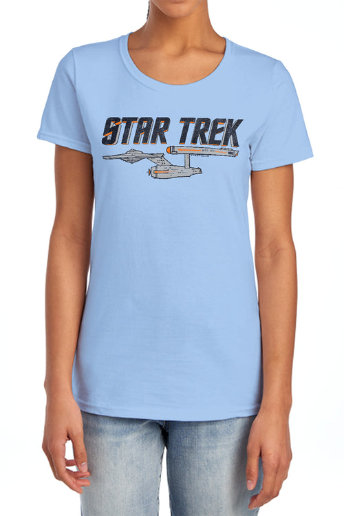 Star Trek Enterprise Logo Blue Womens T-Shirt