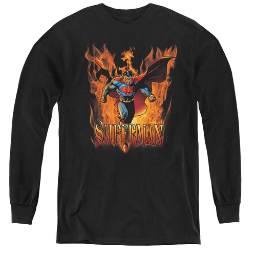 Superman Through the Fire Youth Long Sleeve T-Shirt