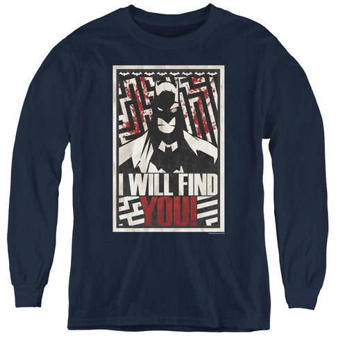 Batman I Will Fnd You Youth Long Sleeve T-Shirt