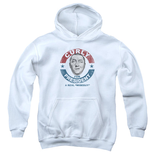 The Three Stooges Curly for President Wiseguy White Youth Hoodie