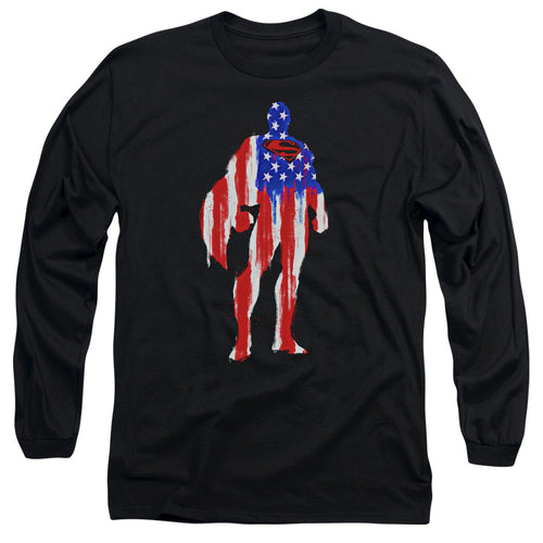 Superman Flag Silhouette Long Sleeve T-Shirt