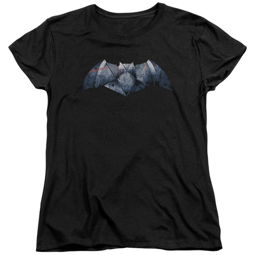 Batman v Superman Plated Bat Logo Womens T-Shirt