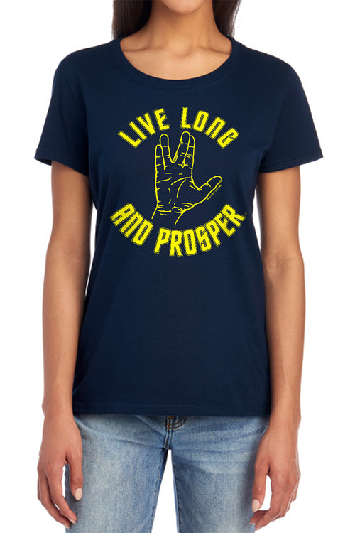 Star Trek Live Long and Prosper Hand Navy Womens T-Shirt