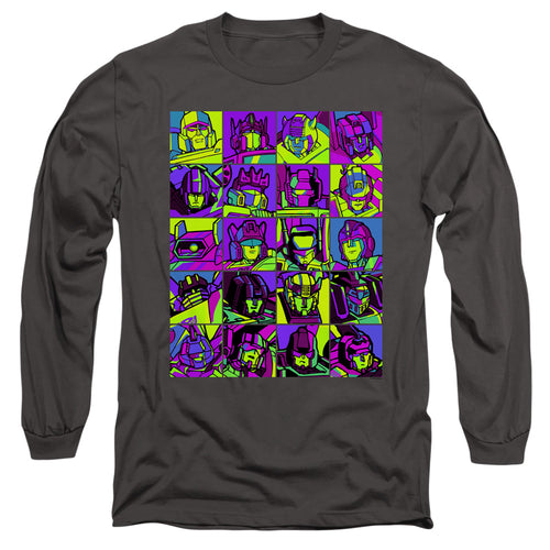 Transformers Squares Charcoal Long Sleeve T-Shirt