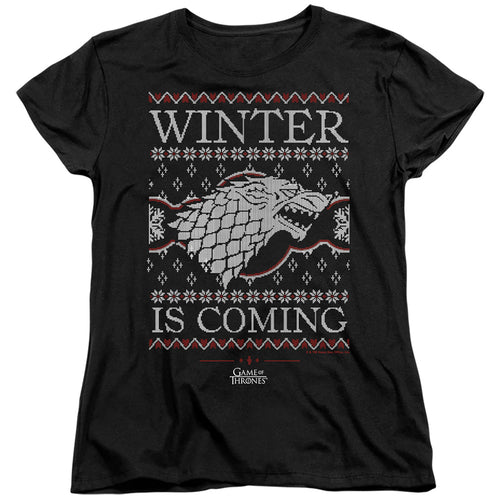 Game of Thrones Winter Is Coming Ugly Christmas Womens T-Shirt
