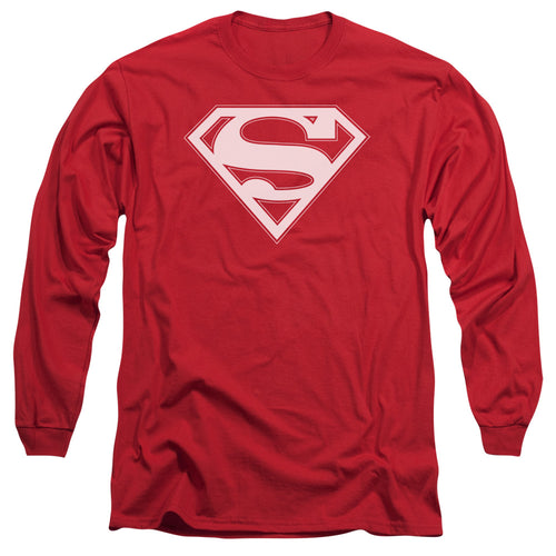 Superman Red & White Shield Red Long Sleeve T-Shirt