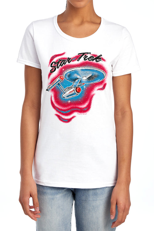 Star Trek Enterprise Airbrush Womens T-Shirt