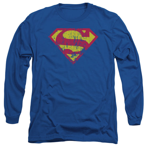 Superman Classic Logo Distressed Long Sleeve T-Shirt