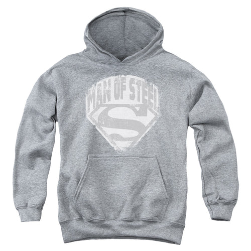 Superman Man of Steel Shield Athletic Heather Youth Hoodie
