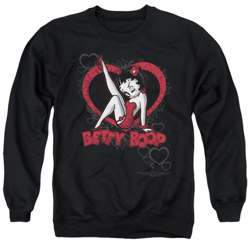 Betty Boop Scrolling Hearts Crewneck Sweatshirt