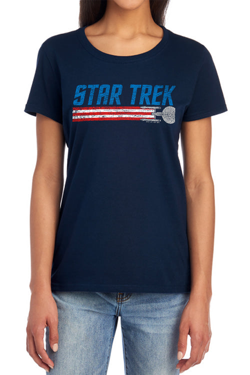 Star Trek Americana Enterprise Womens T-Shirt