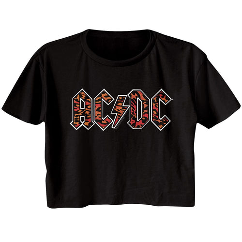 AC/DC Ladies Crop Top - Leopard Print
