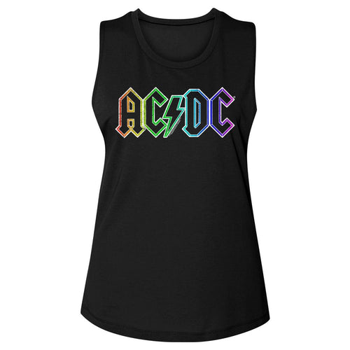 AC/DC Ladies Muscle Tank - Rainbow Logo