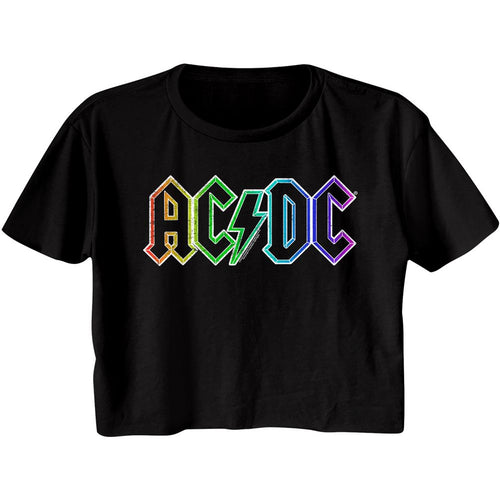 AC/DC Ladies Crop Top - Rainbow Logo