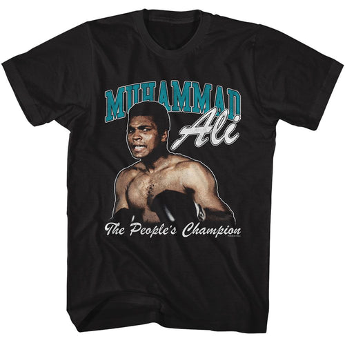 Black Muhammad Ali t-shirt featuring Muhammad Ali The Peoples Champ design