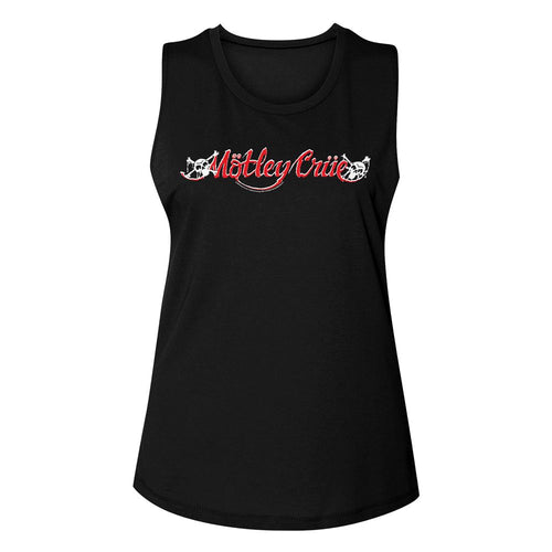 Mötley Crüe Ladies Muscle Tank - Red and White Logo