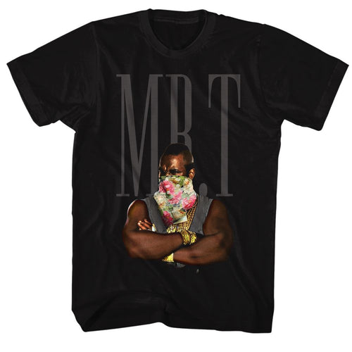 Black Mr. T t-shirt featuring Mr. T Flower design
