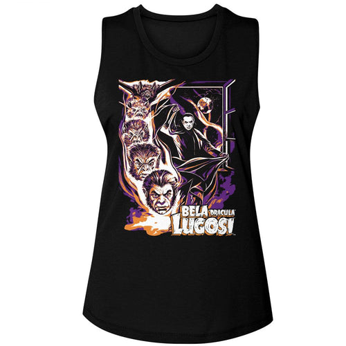 Bela Lugosi Ladies Muscle Tank - Bat Transformation