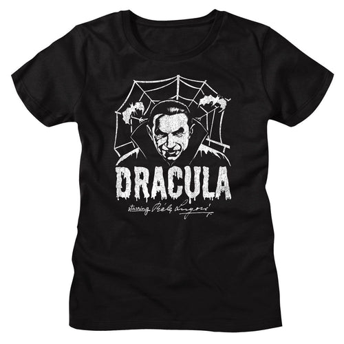 Bela Lugosi Ladies T-Shirt - Creepy Web Monochrome