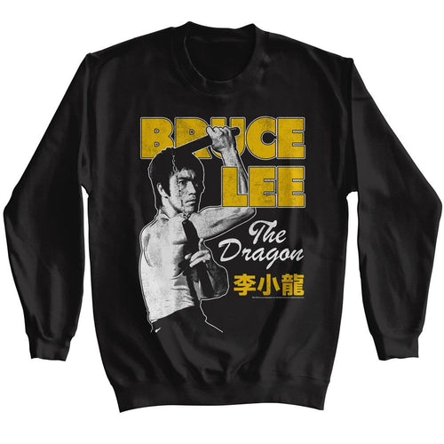 Black Bruce Lee sweatshirt featuring Bruce Lee with nunchucks pose