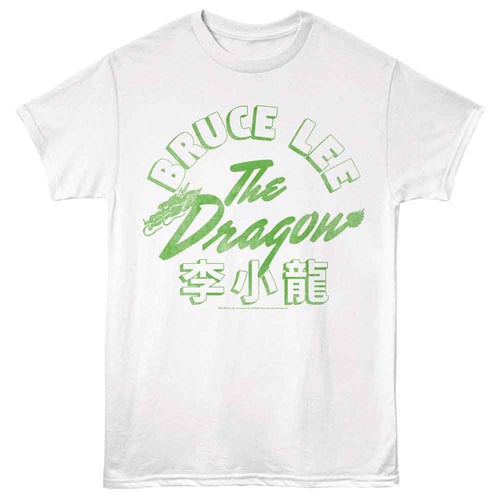 White Bruce Lee t-shirt featuring Bruce Lee Dragon martial arts design