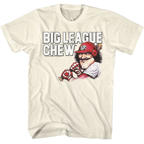 Natural Big League Chew t-shirt featuring Big League Chew Vintage Moustache pitcher design