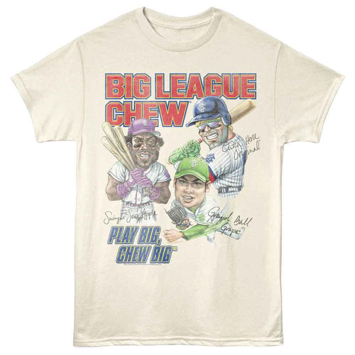 Natural Big League Chew t-shirt featuring Big League Chew Player Flavors variants design
