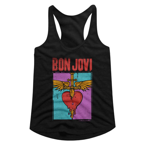 Bon Jovi Ladies Racerback - Heart and Dagger
