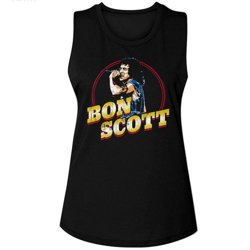 Bon Scott Ladies Muscle Tank - Gold Name