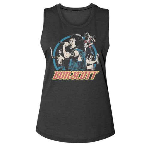 Bon Scott Ladies Muscle Tank - Multi Image Circle