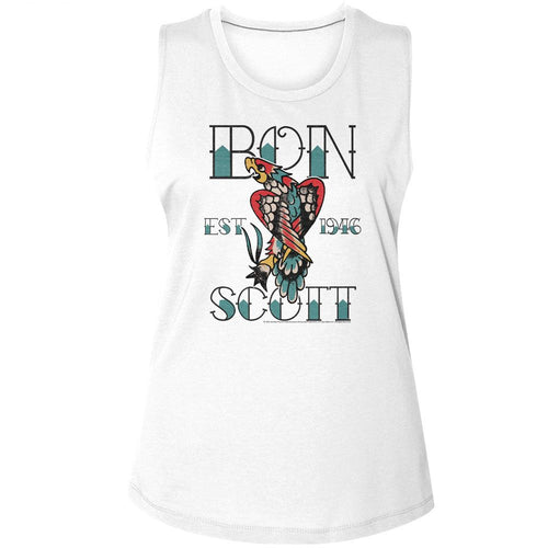 Bon Scott Ladies Muscle Tank - Tattoo